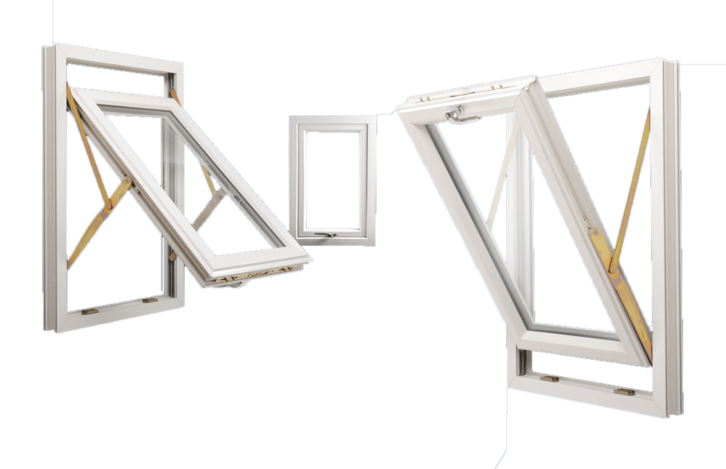 New White UPVC Reversible window turning inside out. Demonstrating how the reversible windows function at Andrew Wright Windows Ayrshire.