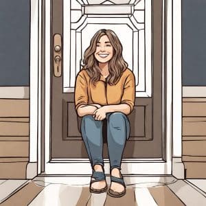 Secure Door with woman smiling
