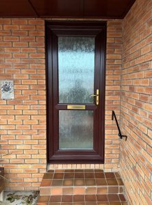 Old Rosewood uPVC Front door with lots of privacy glass, Troon