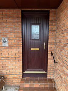 New Front Replacement Door, in Rosewood upvc